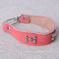 rivet polyester PU leather dog traction pet collar
